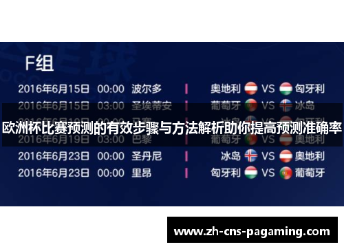 欧洲杯比赛预测的有效步骤与方法解析助你提高预测准确率 欧洲杯比赛预测的有效步骤与方法解析助你提高预测准确率