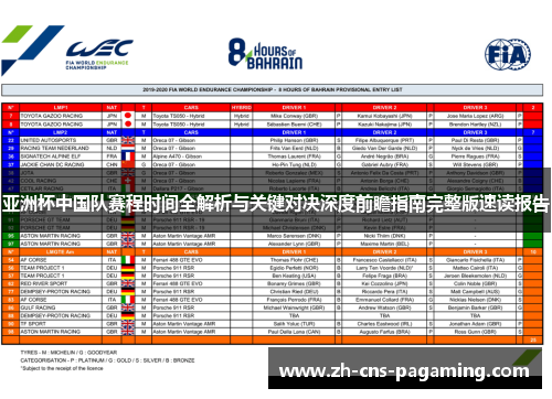 亚洲杯中国队赛程时间全解析与关键对决深度前瞻指南完整版速读报告
